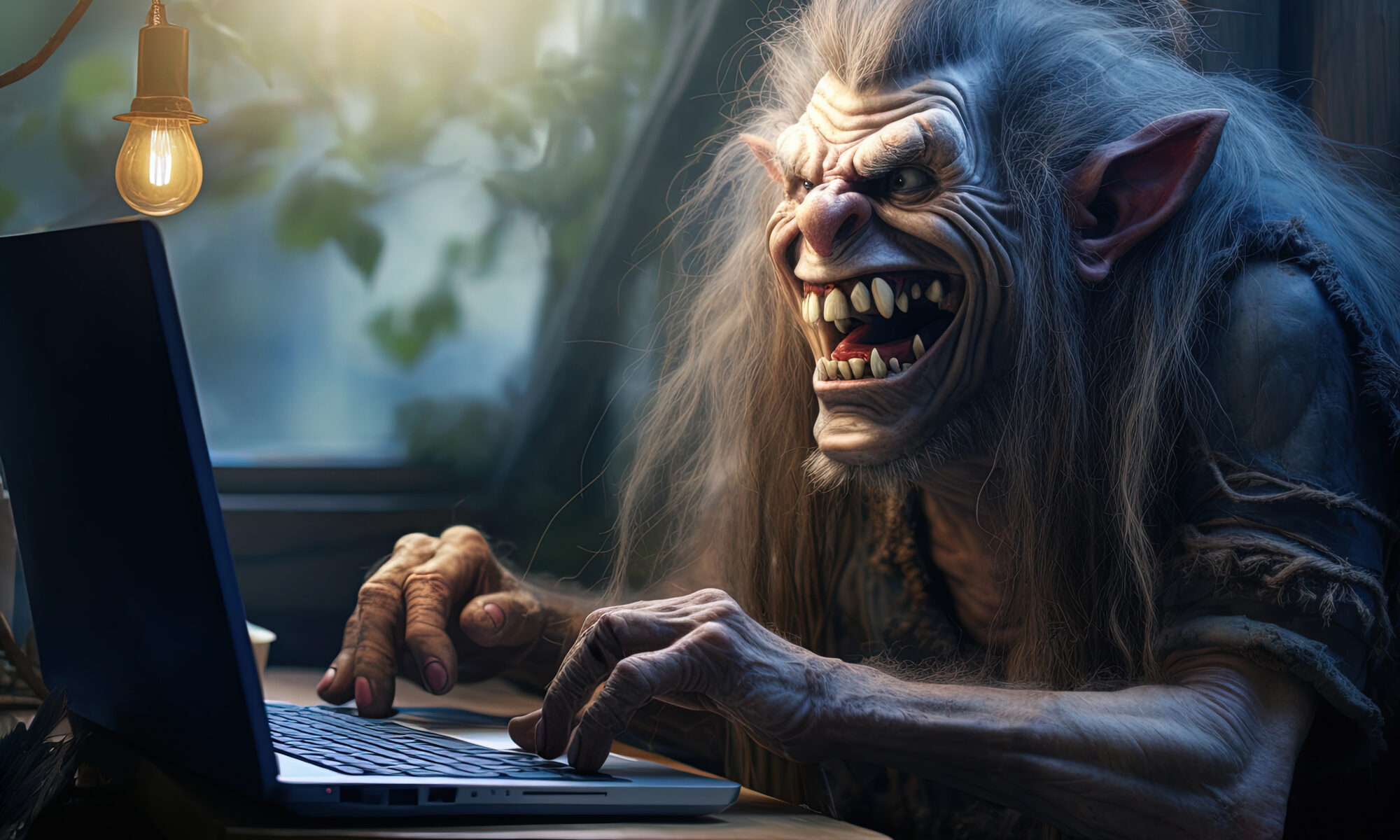 Internet troll or cyberbully posting hate speech on Social Media, in comments online.